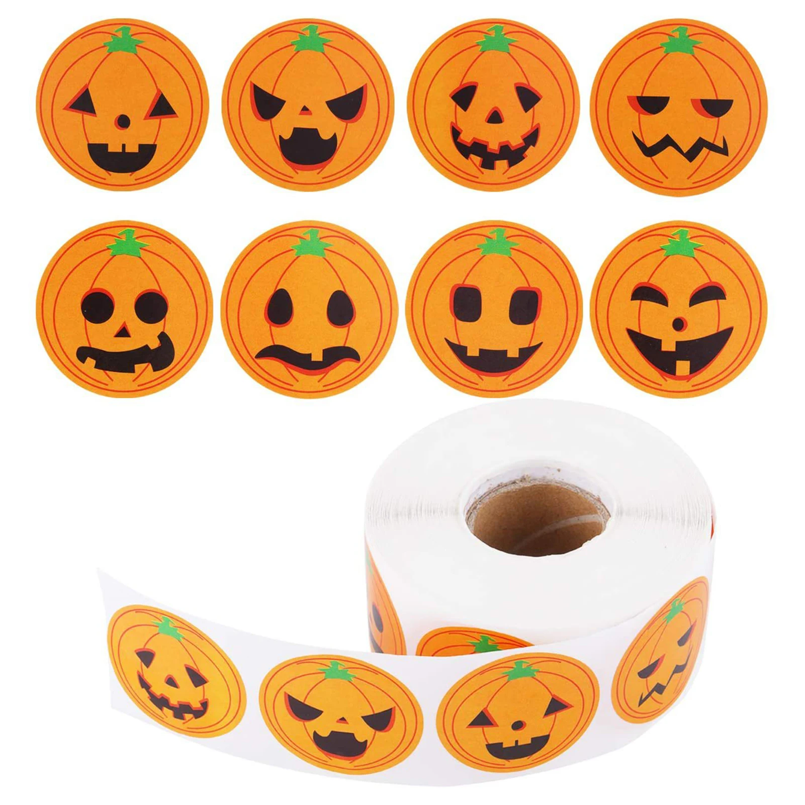 

1 рулон, наклейка на Хэллоуин, тыква, рулон бумаги с покрытием, наклейка на Хэллоуин для детей, наклейка на Хэллоуин, 1 рулон, 500