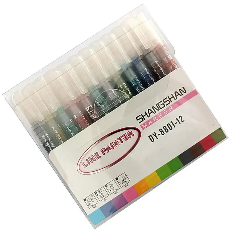 

Double Line Pen Set 12 Colors Doodle Metallic Shimmer Marker Set DIY Silver Paint Pens With Color Outline Highlighter Pen Set