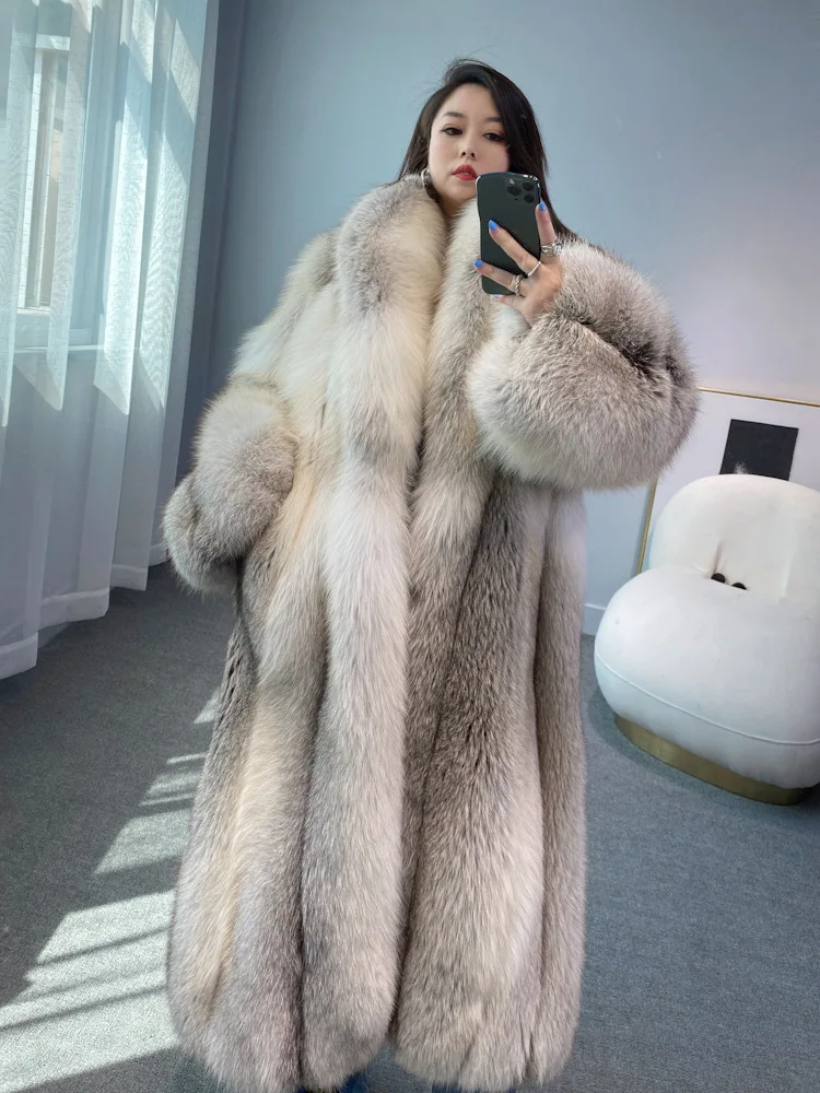 Full Leather Golden Island Rihui Fox Fox Fur Women's Long Fur Coat