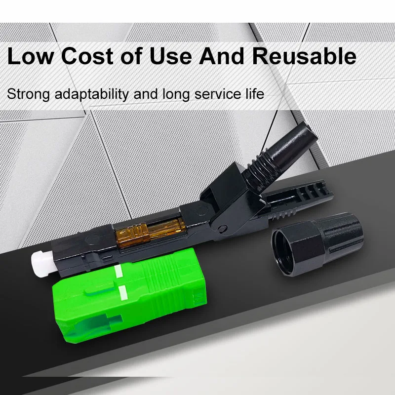 100/200/300/400PCS Embedded SC APC Fiber Optic Fast Connector FTTH Single Mode Optical Quick Connector SC Adapter Field Assembly