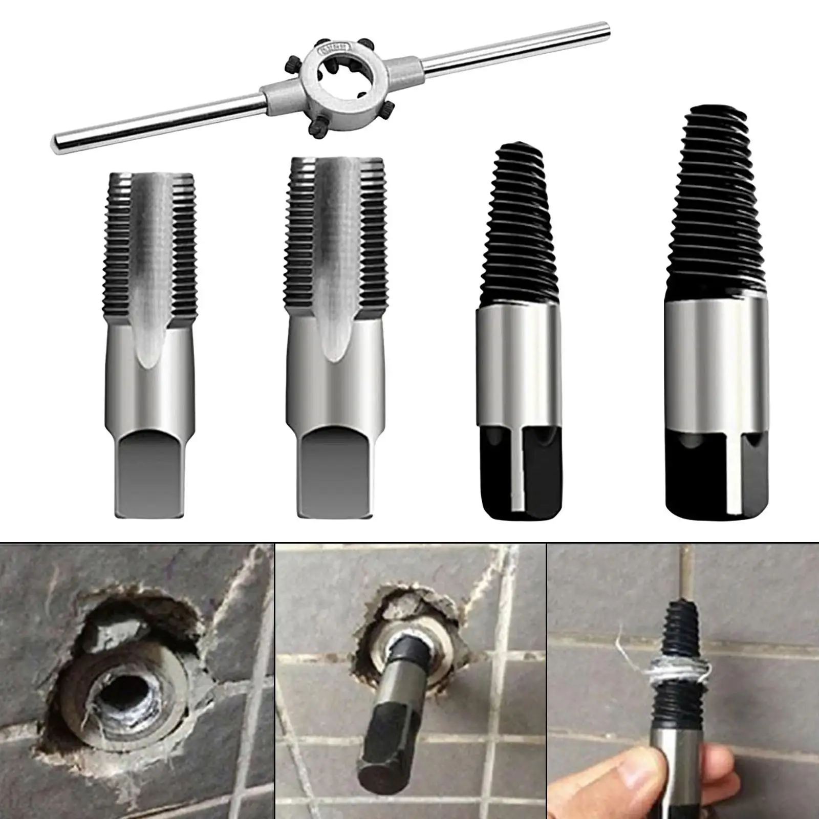 

5/Set High Carbon Steel Screw Extractor 1/2'' 3/4'' Repair Screw Tap 1/2''3/4'' Screw Extractor Stripped Screw Remover