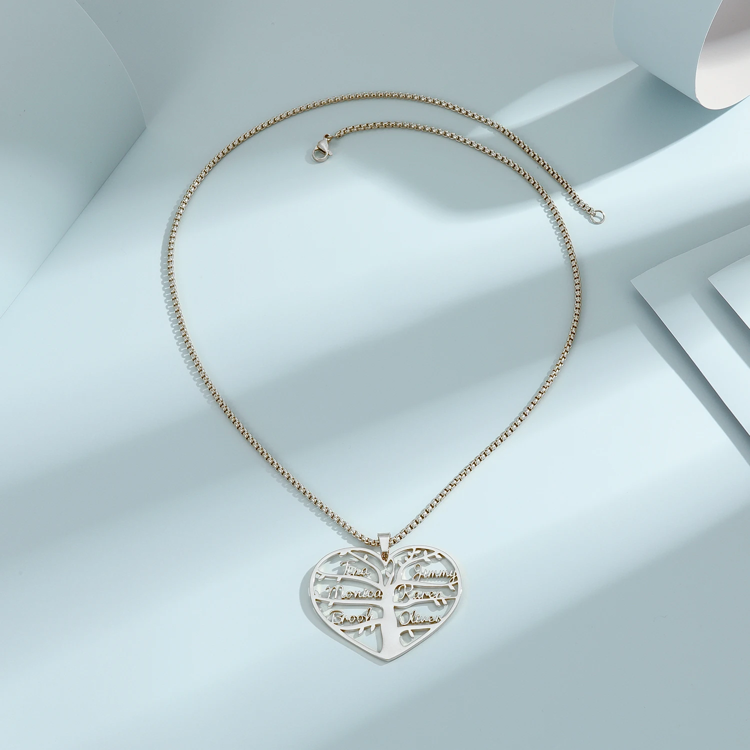 Ожерелье из нержавеющей стали с персонализированным именем и камнем семейное