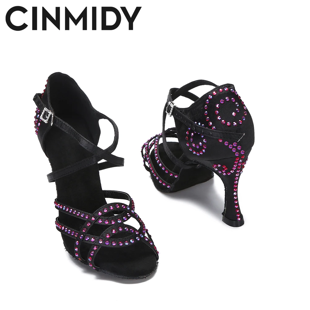 Женские туфли для латиноамериканских танцев CINMIDY красные из латекса с мягкой