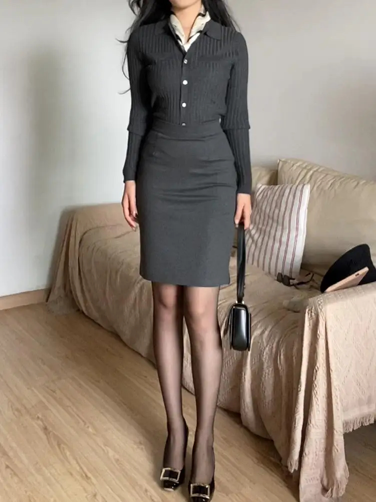 Осень-зима 2024 новая женская одежда утягивающий вязаный кардиган с длинными