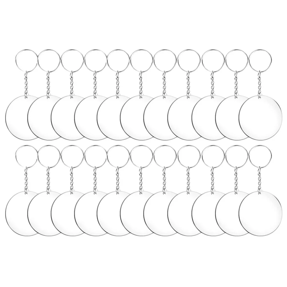 

24 шт., прозрачные круглые акриловые брелки для ключей