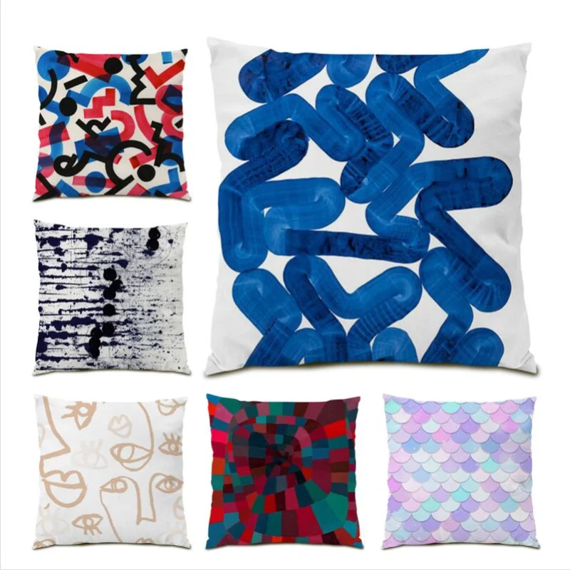 

Living Room Decoration Bed Home Decor Throw Pillow Covers Poster Cushion Cover 45x45 Graffiti Line Velvet Modern Simple E1470