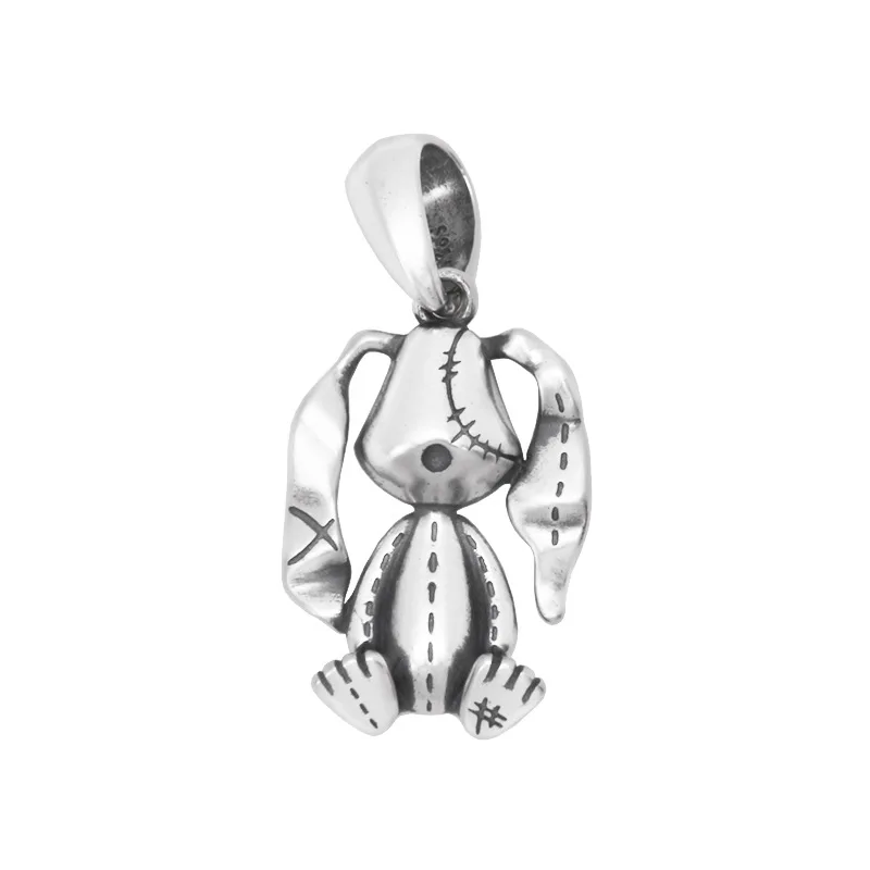 

S925 Sterling Silver Charm Pendants 2022 New Fashion Faceless Rabbit Puppet Pure Argentum Amulet Jewelry for Man Women