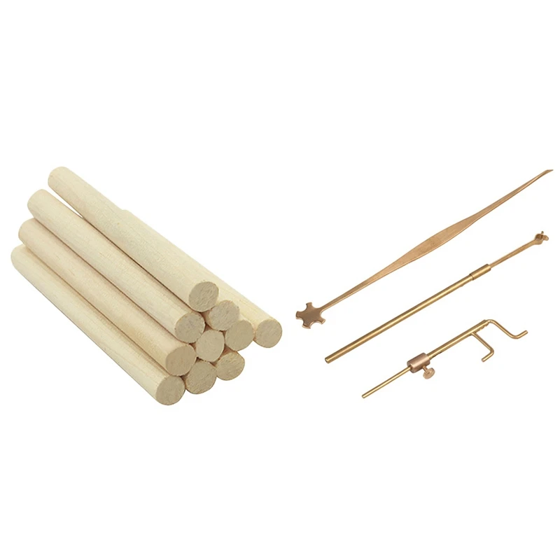 

10X Violin Column Spruce Sound-Post Sound Post 70Mm & 1Set Violin Luthier Tools Sound Post Gauge Measurer Retriever Clip