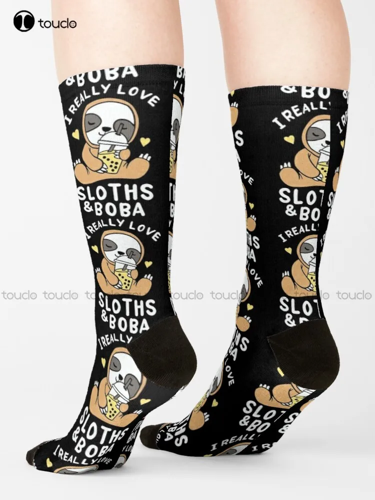 

Bubble Tea Boba Sloth I Really Love Sloths & Boba Bubble Tea Lover Socks Funky Socks Creative Funny Socks New Popular Gift Art