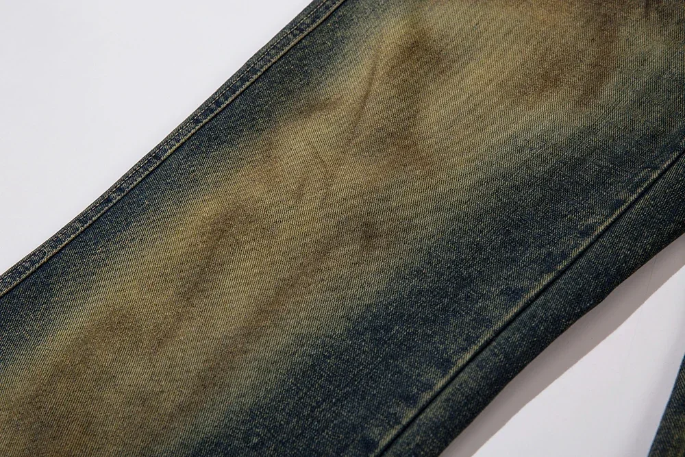 Джинсы мужские с градиентом потертости прямые мешковатые брюки из денима