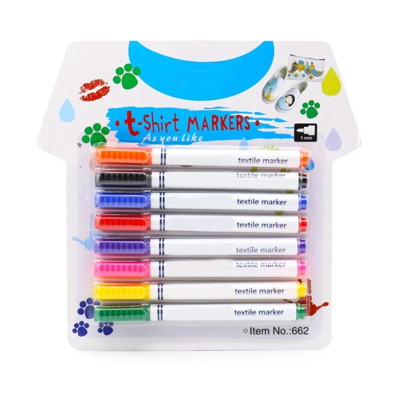 Fabric Marker,8Color Textile Marker,No Bleed Fabric Pen Washable T-Shirt Marker