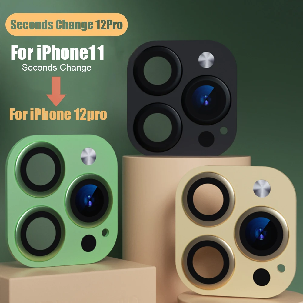 Update For iPhone 11 Seconds Change 12 PRO 12Pro Camera Lens Back Film Modified Cover Titanium Alloy Screen Protector Phone Film
