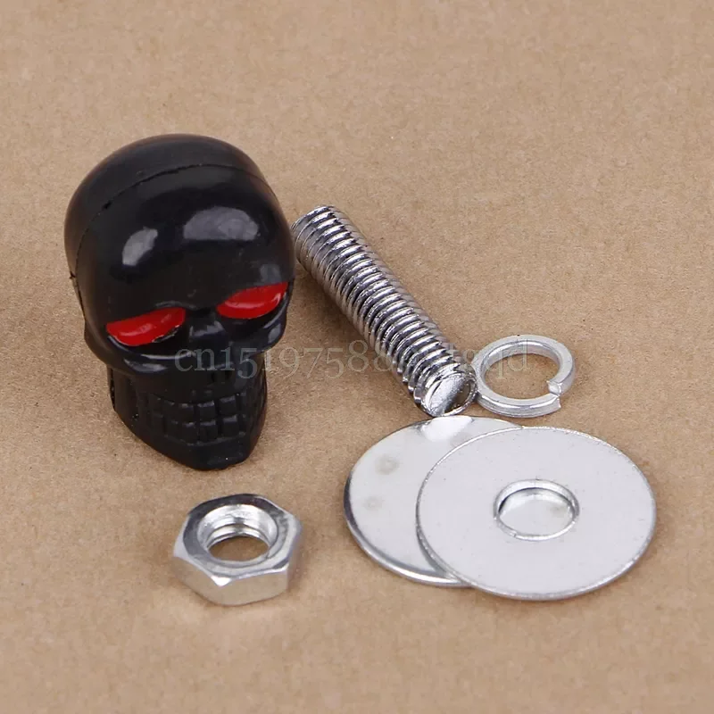 

M68B 4Pcs Motorcycle Chrome Skull License Plate Frame Bolts Screws Caps Fastener