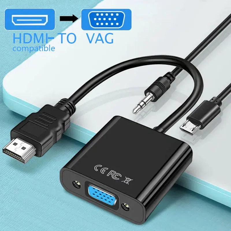

New For Tablet laptop PC TV HD 1080P HDMI-compatible To VGA Cable Converter Male To VGA Female Adapter