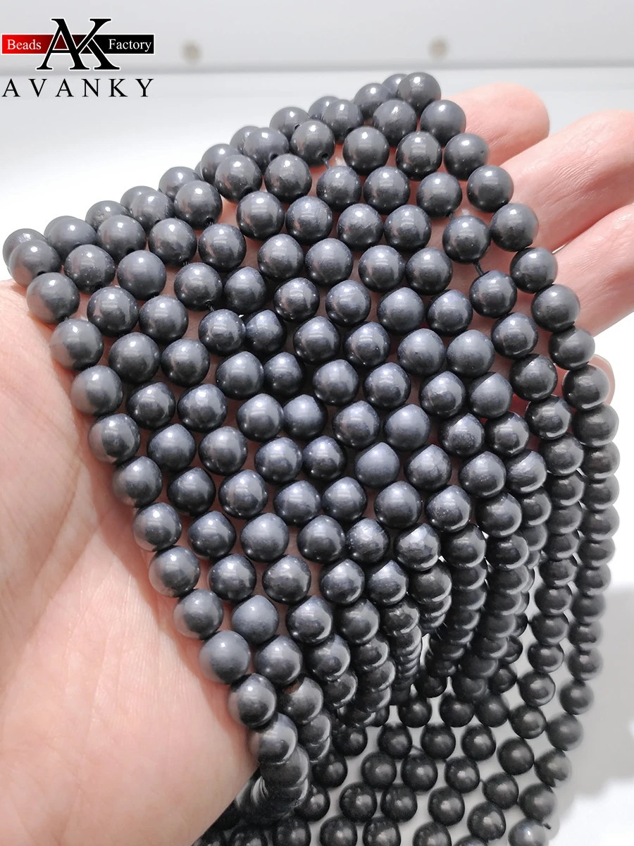 

Natural Stone Black Shungite Quartz For Jewelry Making Faceted Round Spacer Beads Diy Bracelets Necklace Accessories 15"6-10mm