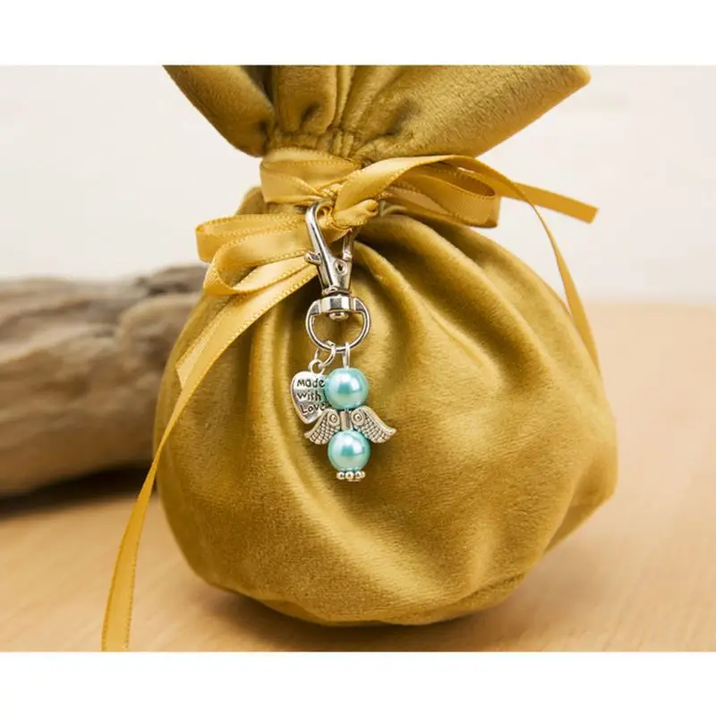 

48 шт./компл., брелки с ангелом, брелок «спасибо», крафт-бирки, сумки для конфет для детского душа, украшение для свадебной