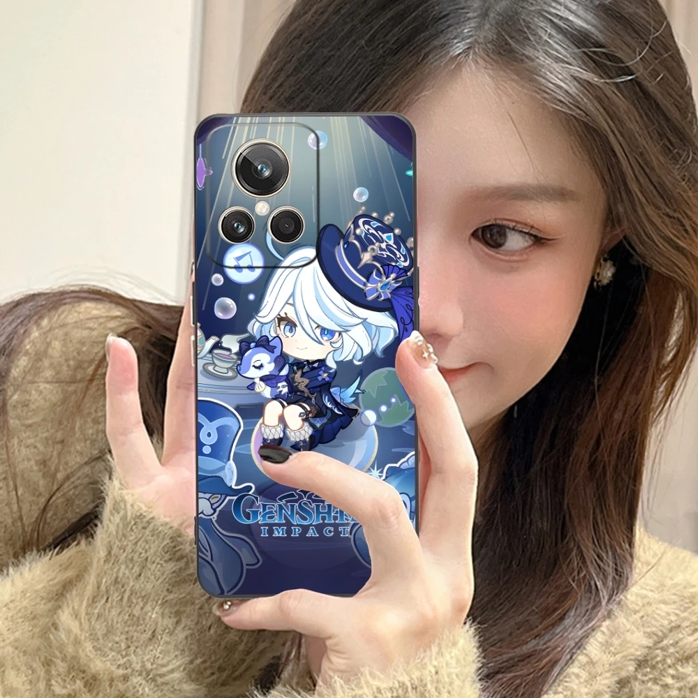 Черный мягкий чехол для телефона Genshin Impact искусственная кожа Realme GT 2 9i 8i 7i Pro X50 X2 C35