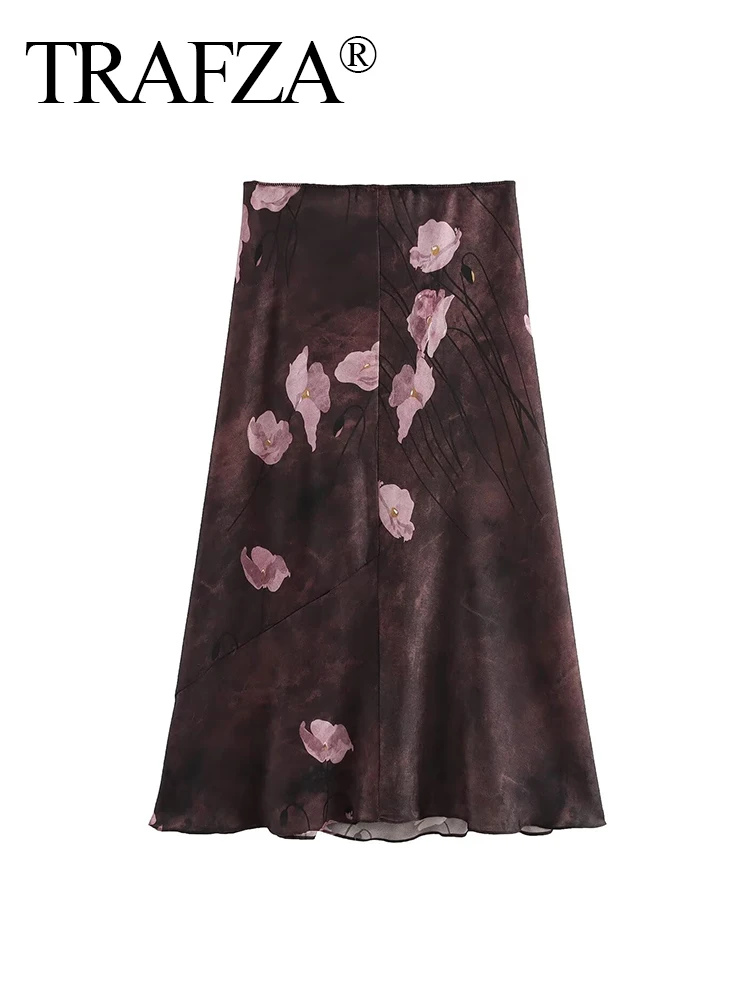 TRAFZA женские модные универсальные шелковые атласные текстурированные юбки с