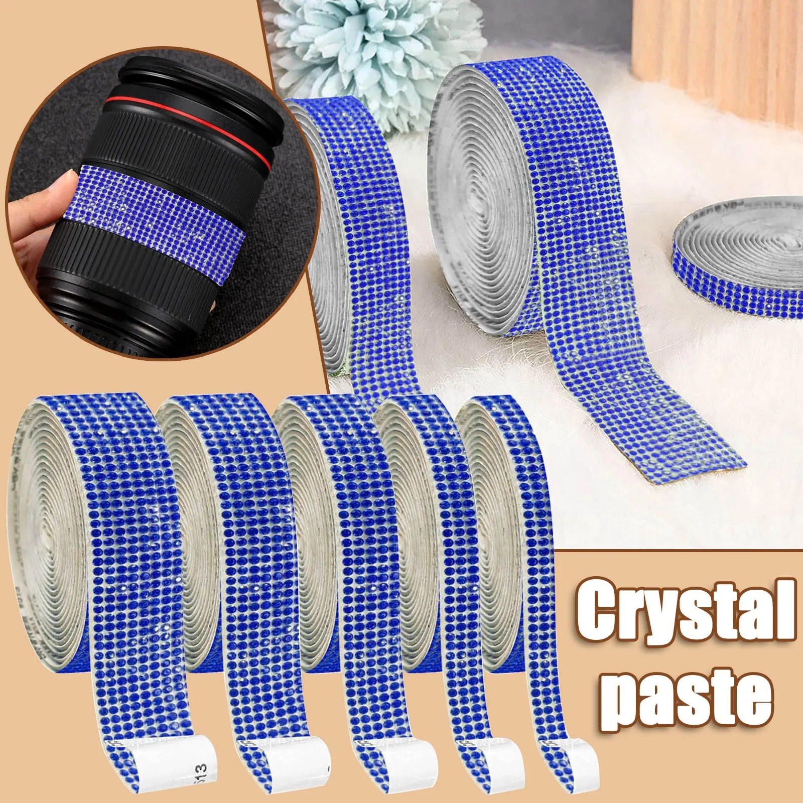 

1 YD/91cm Blue Crystal Diamond Rhinestone Ribbon for Birthday Wedding DIY Decoration Cake Wrap Crystal Self Adhesive Stickers