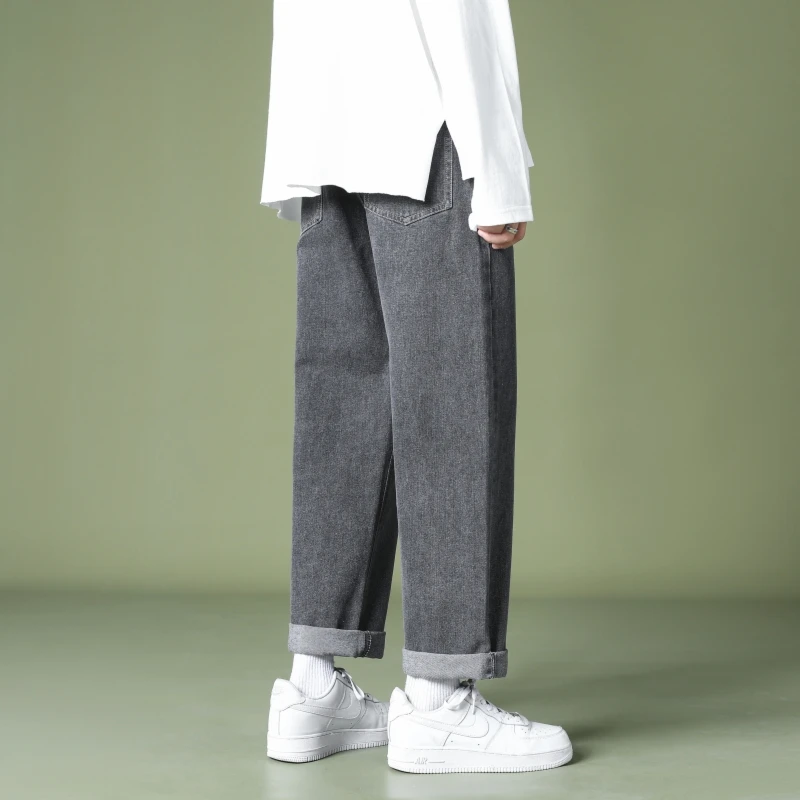 2022 Classic Unisex Streetwear Baggy Straight-leg Men Jeans Autumn Men Korean Fashion Loose Straight Male Brand Wide Leg Jeans