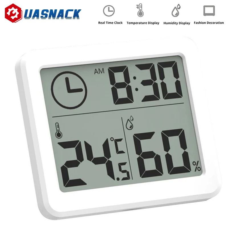 3 2inch multifunction thermometer hygrometer automatic monitor electronic temperature humidity monitor clock large lcd screen free global shipping