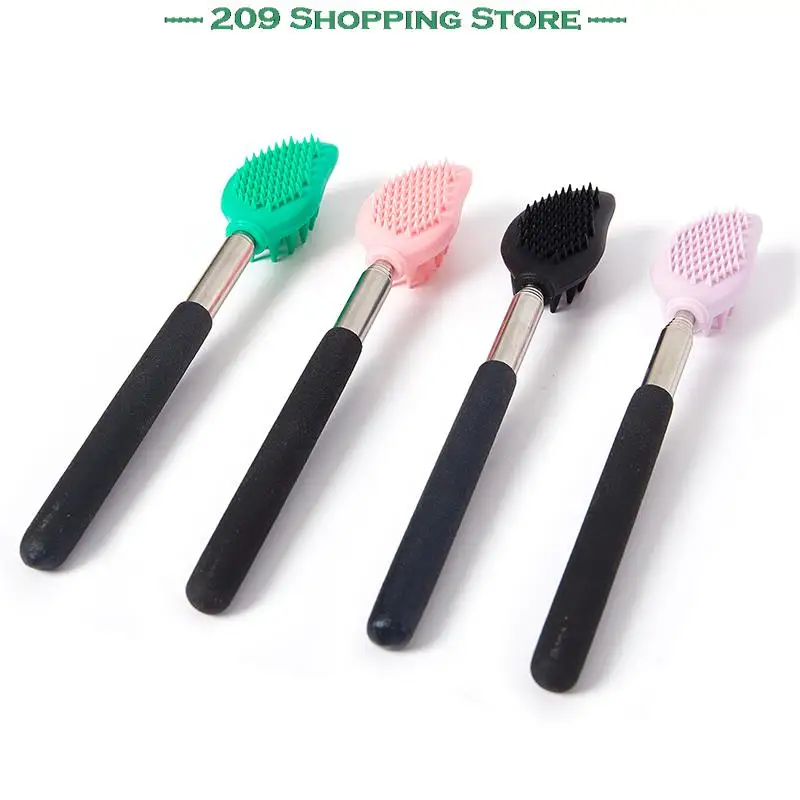 

Silicone Head Massage Telescopic Backscratcher Massager Brush Long Handle Exfoliating Scrub Scratcher Body Care Tools