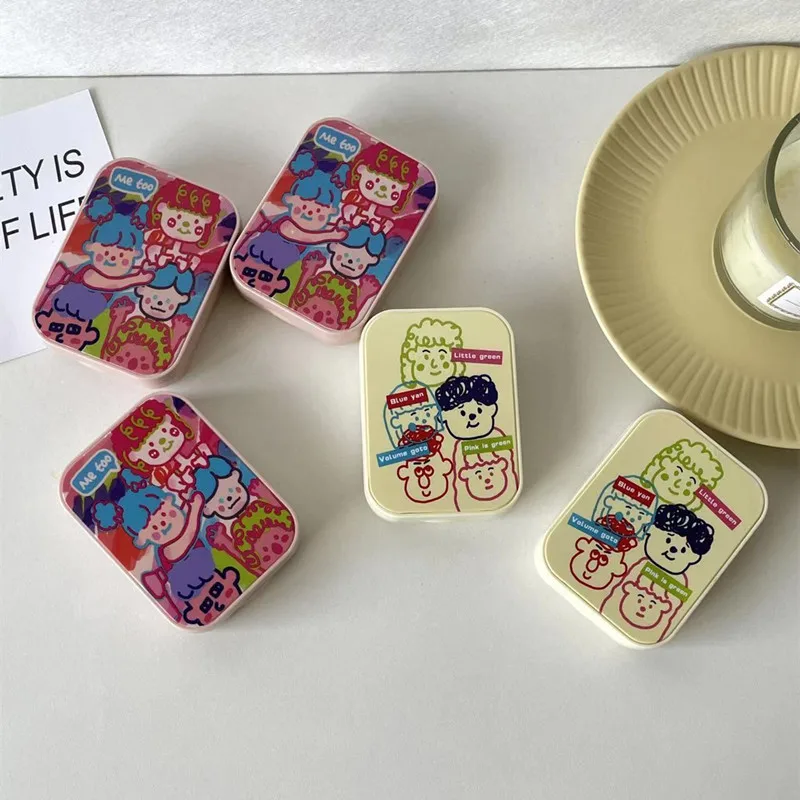 

Japan Cute Illustration Contact Lens Case Women Lovely Cosmetic Lens Container Portable Travel Set Spectacle Case Storage Lens