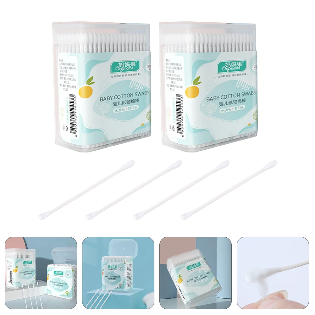 2 Boxes Baby Ear Cleaning Cotton Swabs Multi-purpose Makeup |