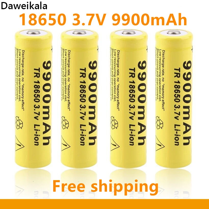 

1-20pcs/Lot 18650 battery 3.7V 9900mAh rechargeable liion battery for Led flashlight Torch batery litio battery+ Free Shipping