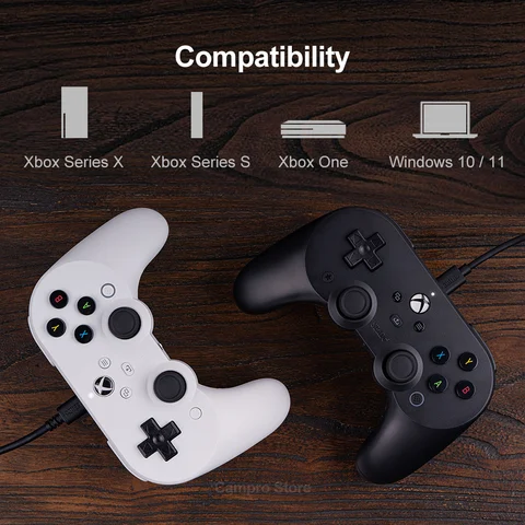 8bitdo Pro 2 Xbox проводной геймпад для Xbox серии X S, Xbox One PC Windows 10 11 обновленные с эффектом зала джойстики добавить белый