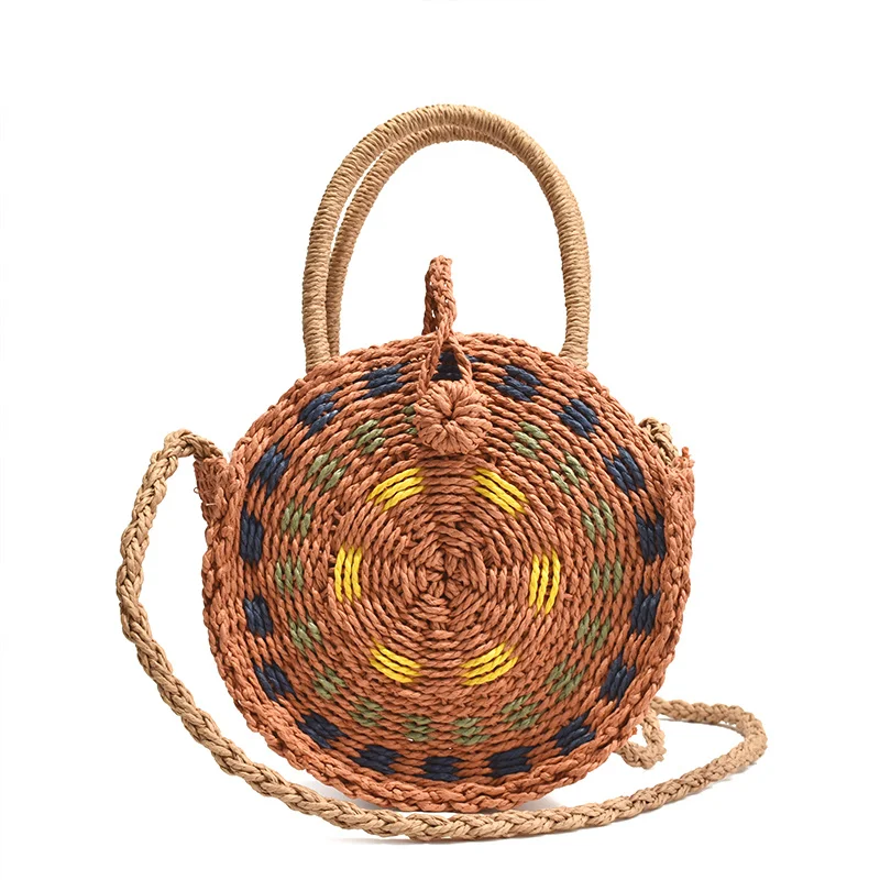 

2020 модная круглая соломенная сумка из бумажной веревки, женская летняя пляжная сумка, женские сумки-мессенджеры