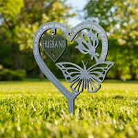 butterfly memorial stake remembrance plaque outdoor ornament heart shape and ground peg indoor and outdoor bereavement gift