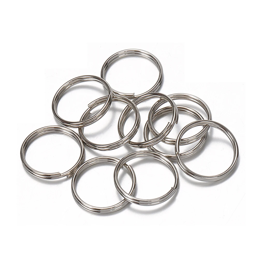 50pcs 6mm - 20mm Stainless Steel Double Loop Keychain Split Ring Connectors for Keyring DIY Jewelry Making Supplies Accessories