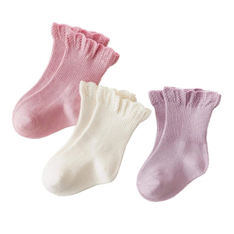 

Baby Girls Socks Eyelet Turn Cuff Cute Baby Girl Ruffle Socks Eyelet Lace