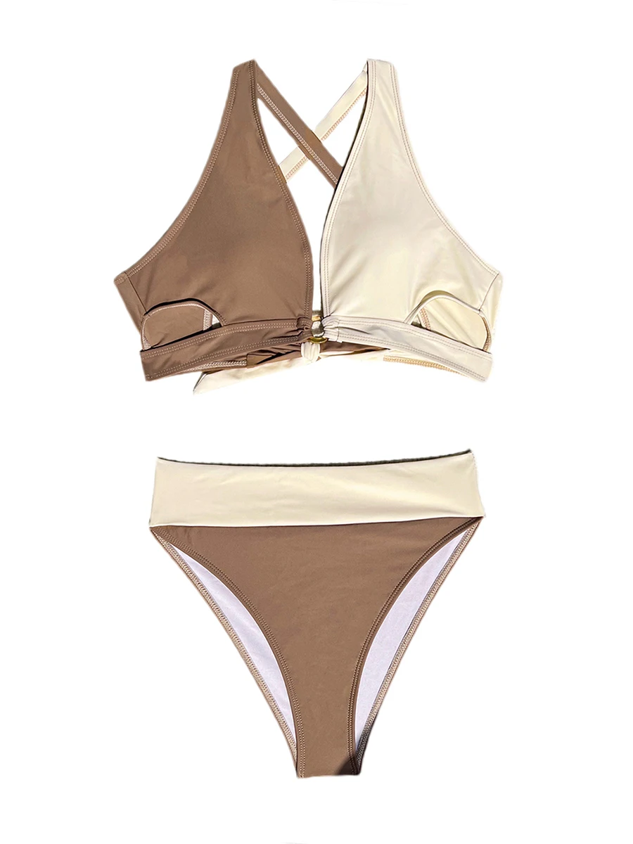 

Женский раздельный купальник с высокой талией и завышенной талией