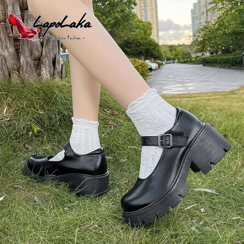 Spring Summer Women Pumps 2023 Korean Style Buckle Strap Mary Jean Shoes Sweet Cute Simply Ladies Pumps All-match Temperament