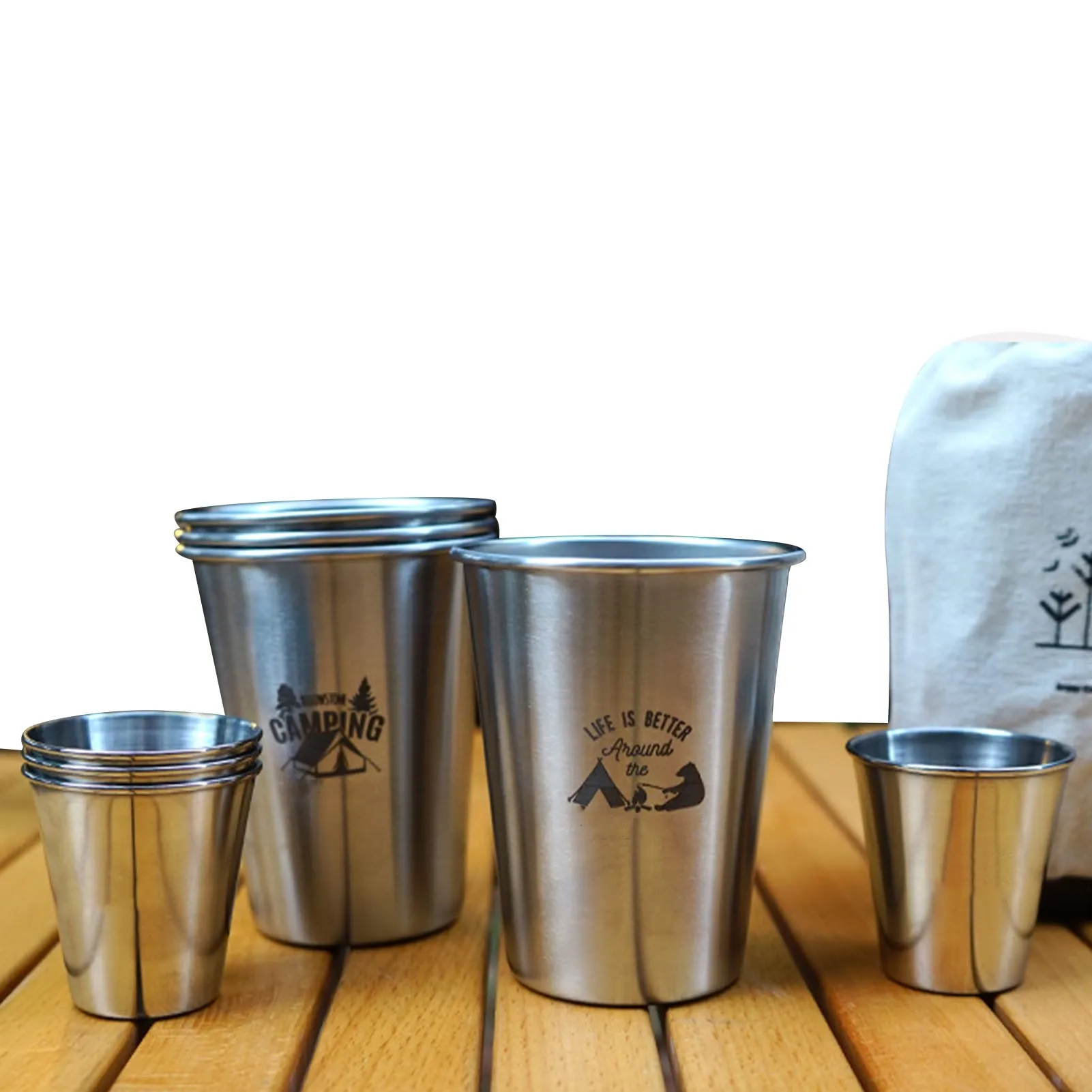 

Camping Cup Set 8pcs Stainless Steel Pint Cup Tumblers For Travel Reusable Cups For Indoor Outdoor Parties Camping