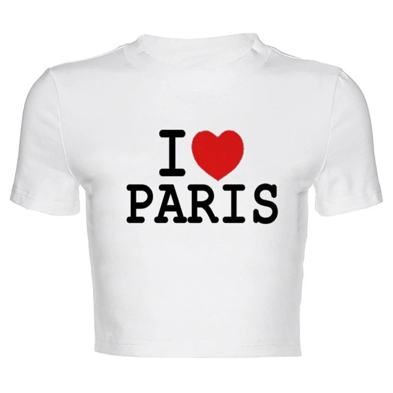 

Women Streetwear Harajuku Goth T-shirt Short Sleeve Y2K Letter Print Cute Baby Tees Summer E-girls White Crop Tops Slim