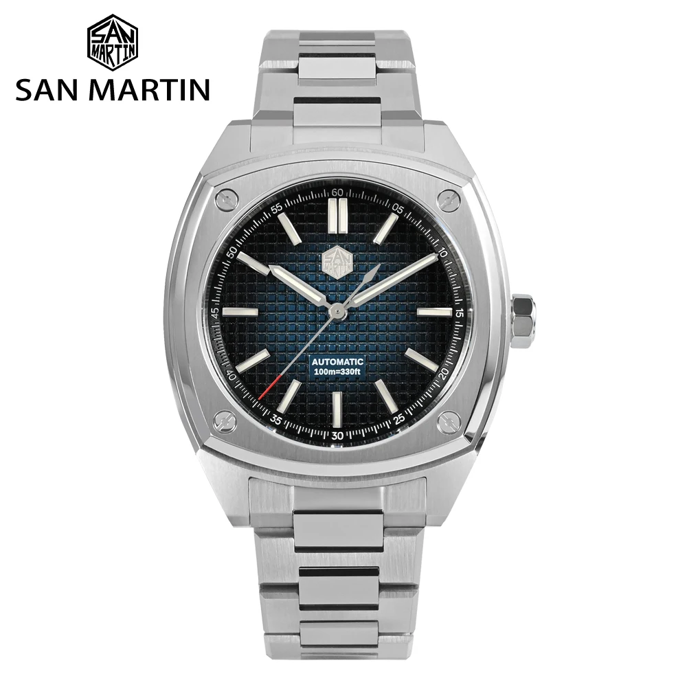 

San Martin 39.5mm Men's Wrist Watch Classic Luxury Sports Original Design Square Case Steel PT5000 Automatic Mechanical Watches