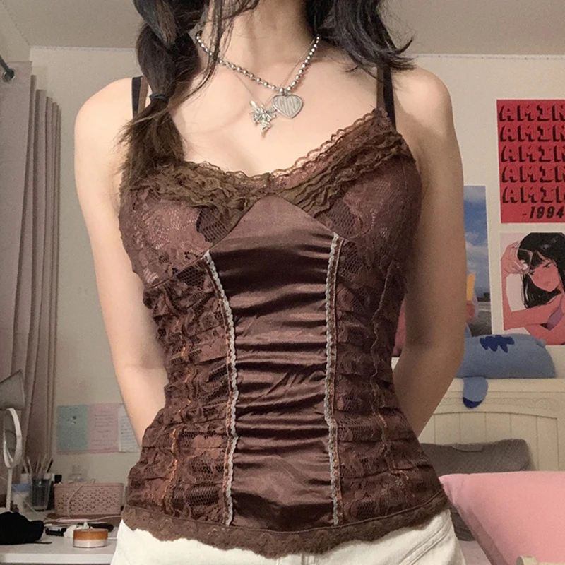 

Lace Camisole Women's Cute and Elegant Blouse for Spring and Summer of 2022 Fashion Kawaii Retro Style Y2k Women's Clothing Tops