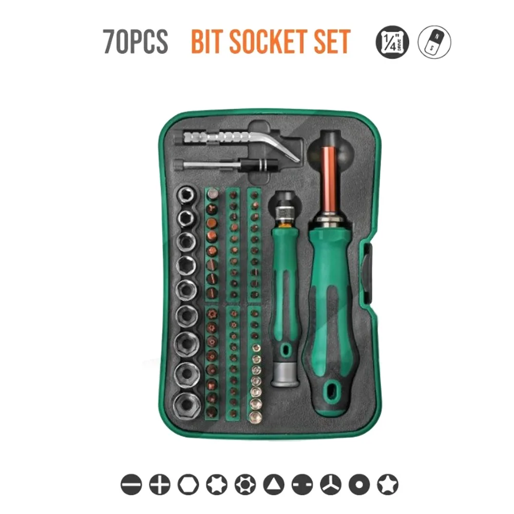 

70Pcs/Set Precision Screwdriver Set Torx Hex Socket Set Extension Rod Repair Hand Tools 200*135*45mm Home Repair Tool Set