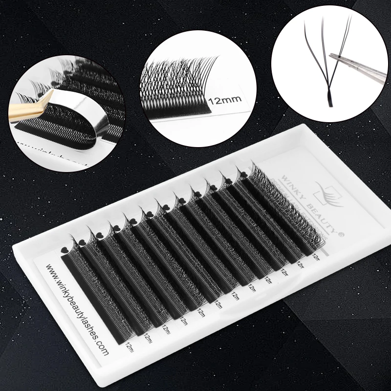 

Winky Beauty New 6D W-Shaped Eyelashes 6D W Style Clover Bloom Eyelash Faux Mink Premade Lash Extension Fluffy Natural Cilios