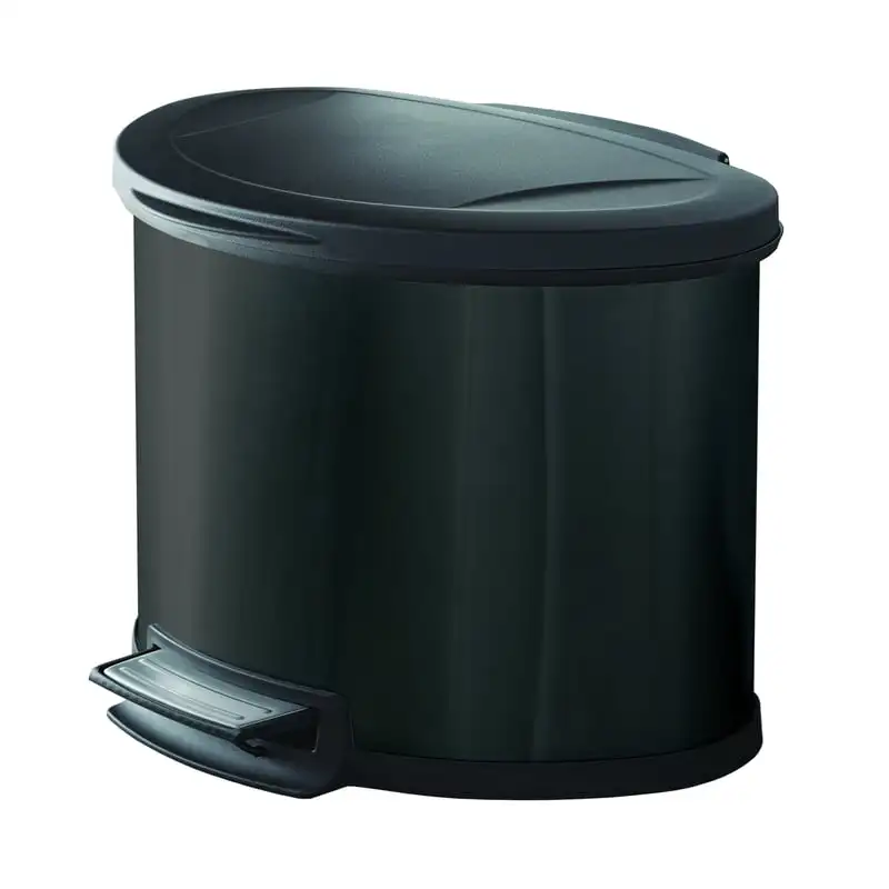

gal/54 Liter Black Stainless Steel Semi-Round Kitchen Garbage Can