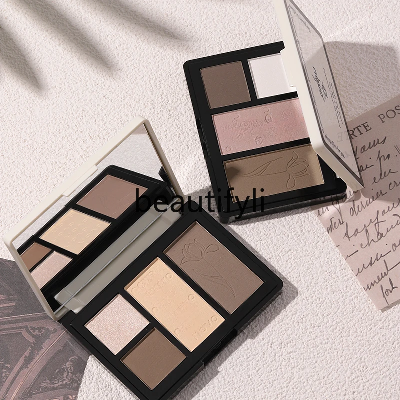 Тени для ухода за тенями глянцевая пудра трехмерные боковые тени носа V-образные