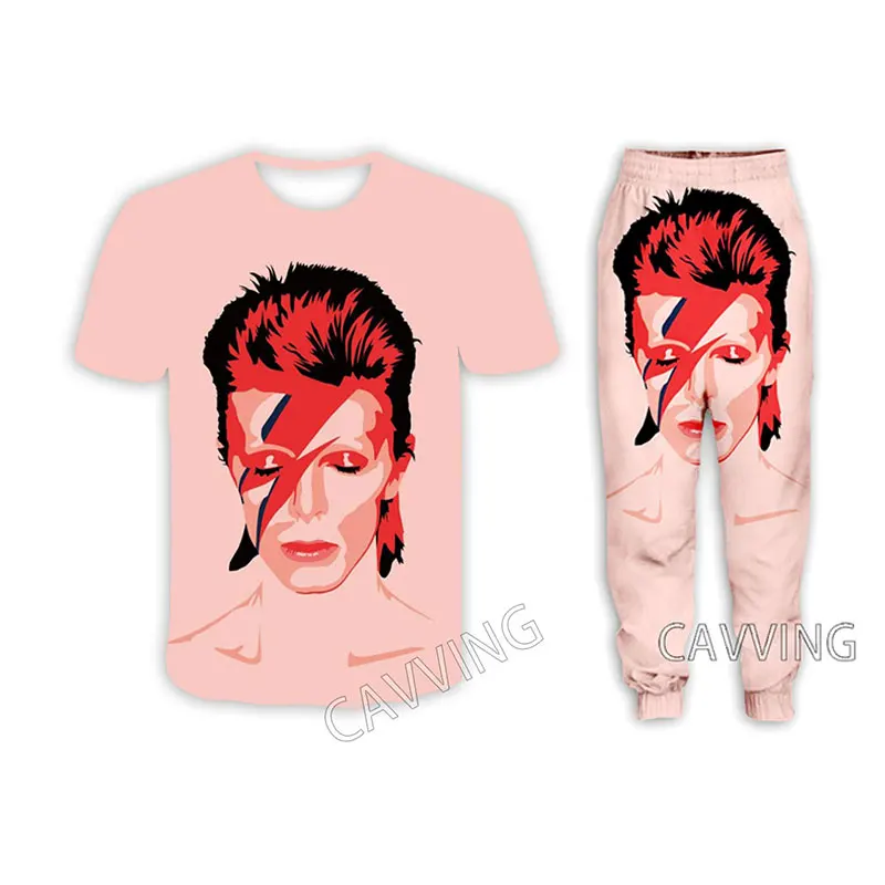

David Legend Bowie 3D Print Casual T-shirt + Pants Jogging Pants Trousers Suit Clothes Women/ Men's Sets Suit Clothes U01
