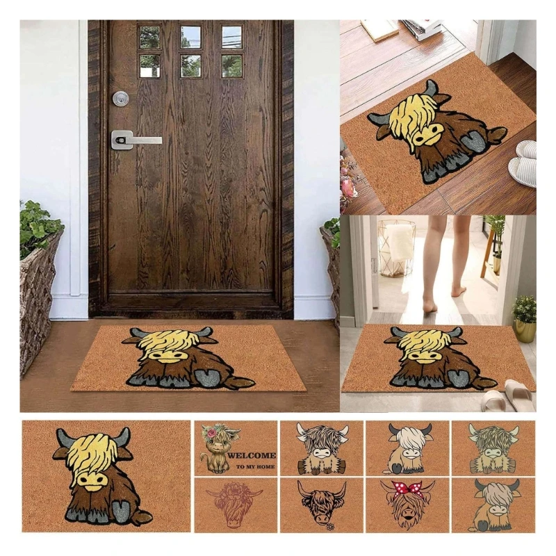 

Cartoon Cow Door Mat Non-slip Floor Mat Animal Print Area Rugs for Home Office