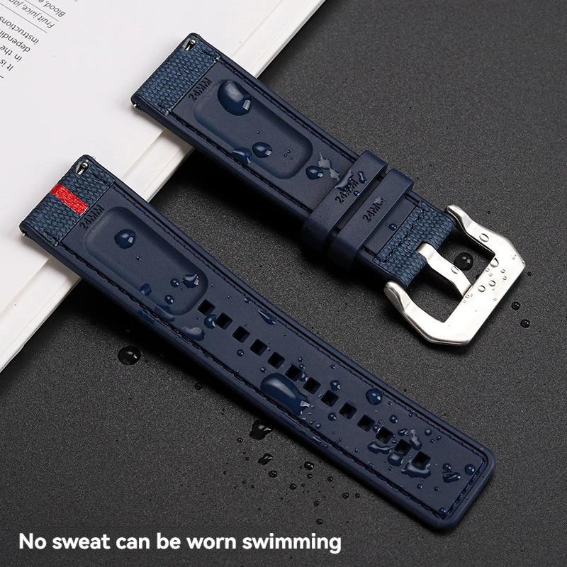 Фото Резиновый ремешок Luna Rossa для Panerai SUBMERSIBLE PAM1466 PAM1391 PAM1565, мужской водонепроницаемый ремешок для часов 22 мм, 24 мм, 26 мм, браслет №4