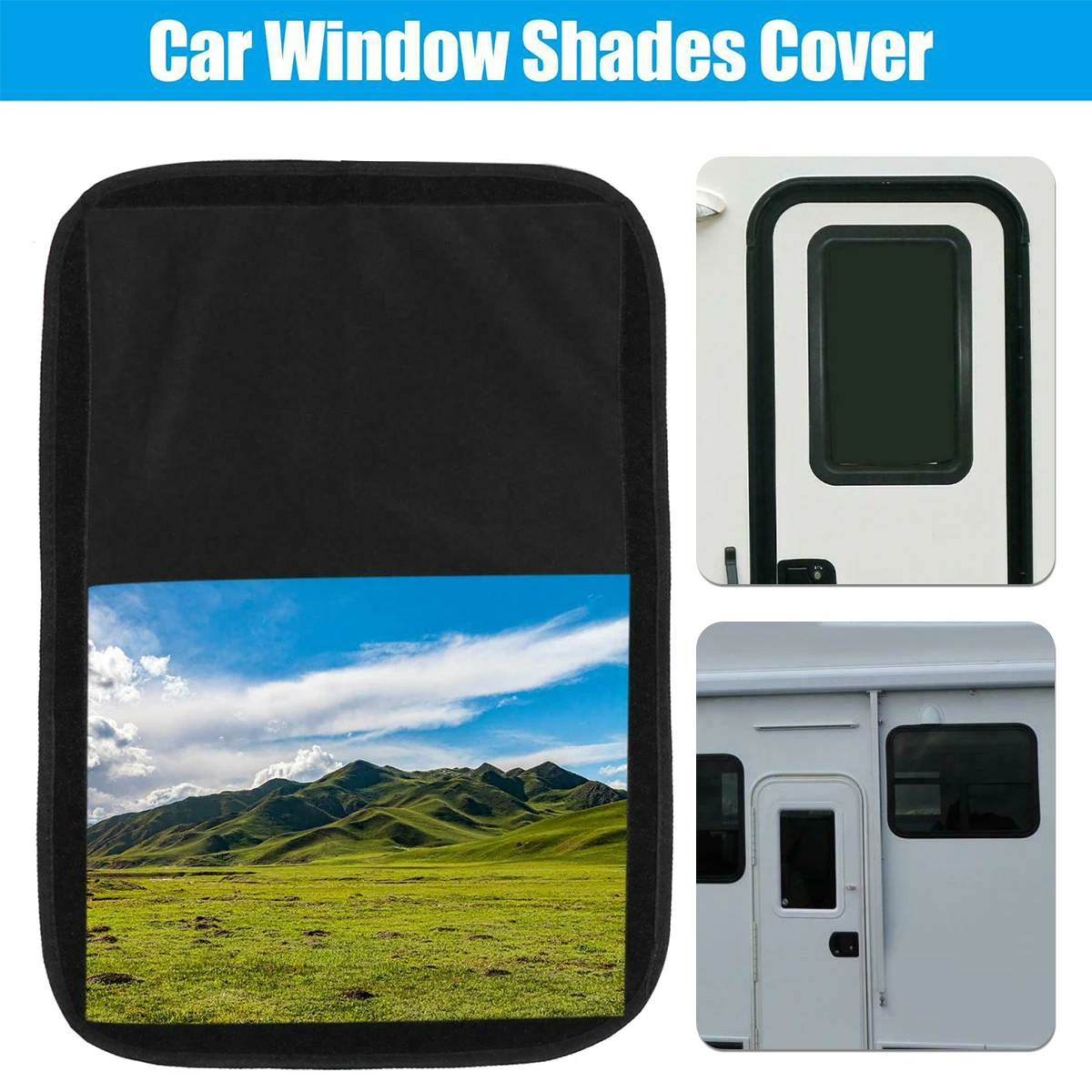 

RV Window Shade Cover Hook & Loop RV Sun Shade Window Screen Foldable RV Curtain Sunshine Blocker Blackout RV Privacy Shield RV