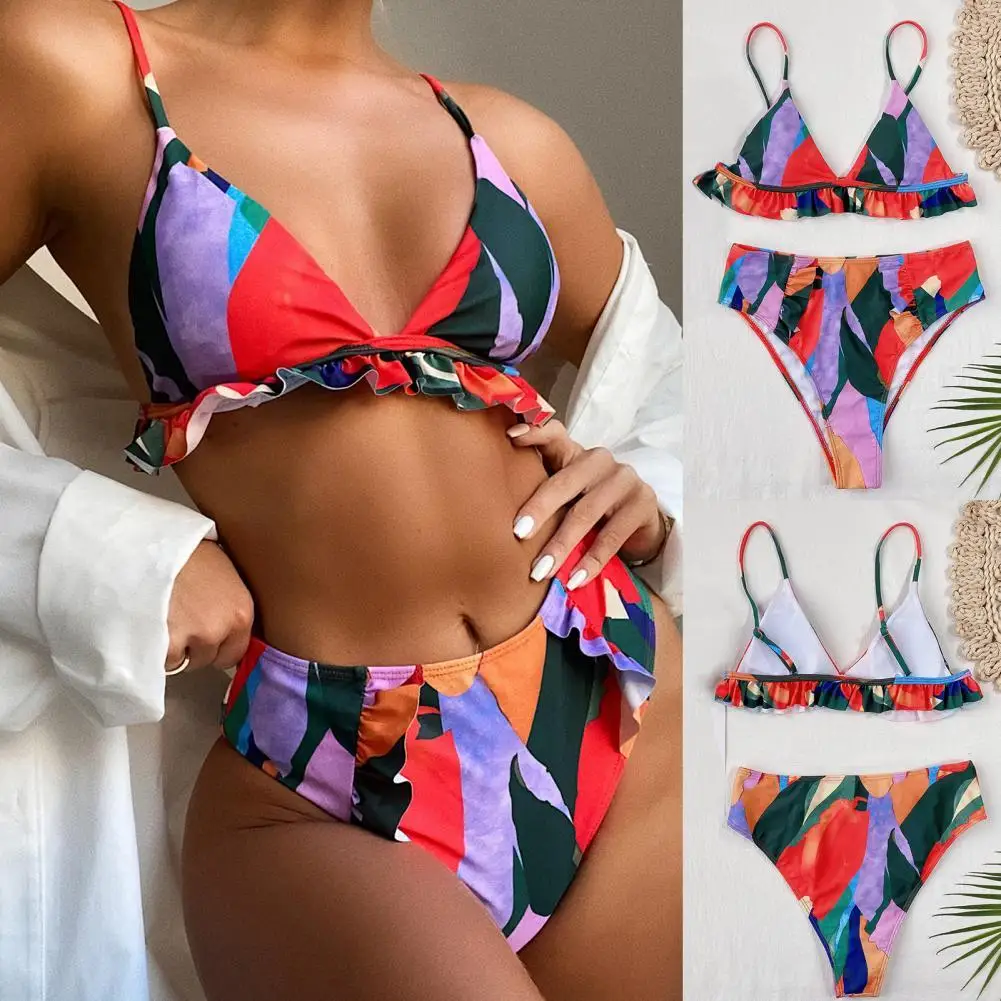 

Novelty Summer Swimwear Padded Beach Wear Bathing Suit Sexy Triangle Bra Briefs Bikini Set
