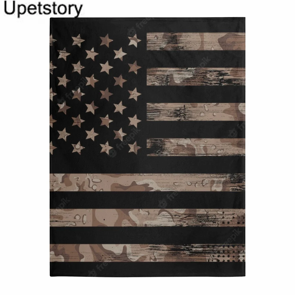 

Плед Upetstory для дивана с американским флагом и камуфляжным рисунком для дома/путешествий/кушетки шерпа Хлопковое одеяло s 2022 подарки на день ...
